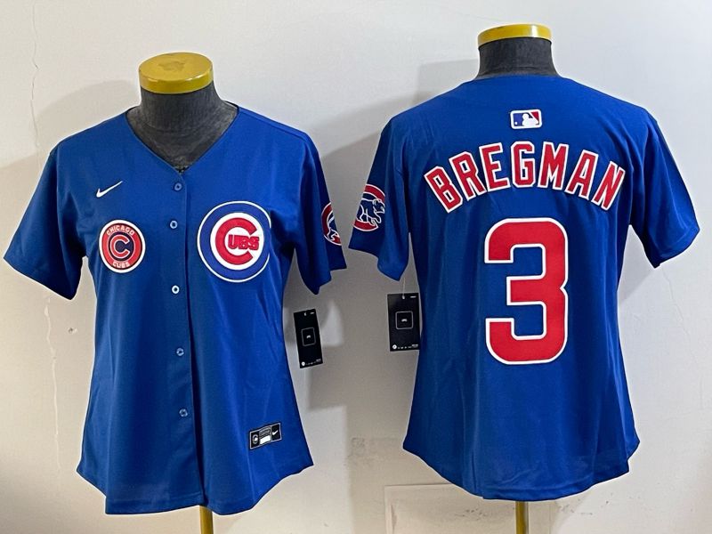Women 2026 Chicago Cubs #3 Bregman Blue Game Nike MLB Jersey style 009